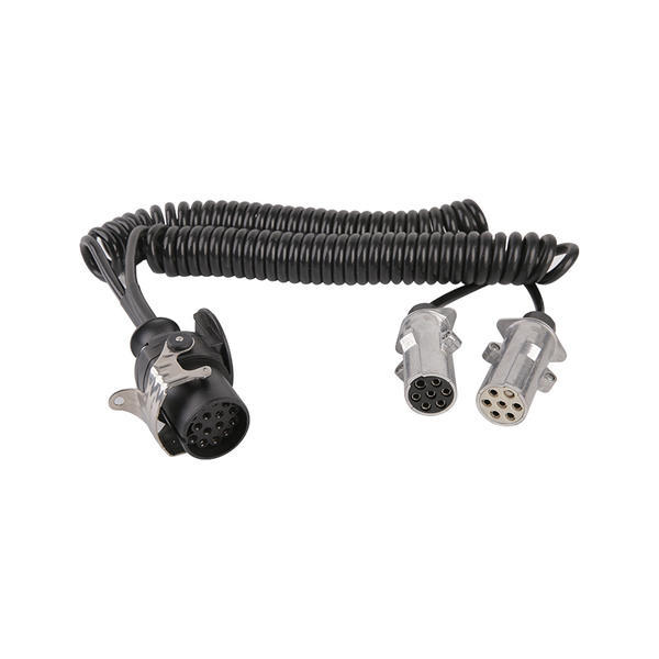 Bobine spirale en PU à 7 pôles, l'une est une fiche à 5 broches, les deux autres sont des fiches métalliques 7P, longueur de câble 1 m, 2 m, 3 m.... JH047-E