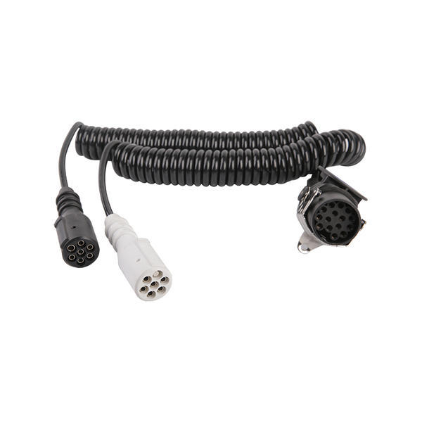 Bobine spirale en PU à 7 pôles, l'une est une prise à 15 broches, les deux autres sont des fiches en plastique 24 V, longueur de câble 1 m, 2 m, 3 m.. JH047-G
