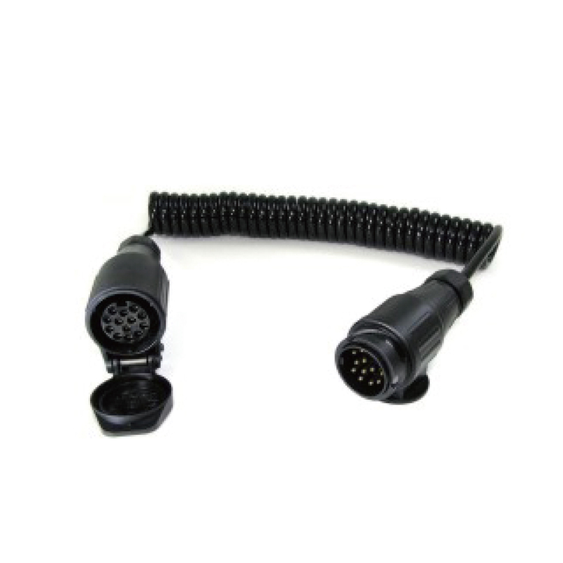 Bobine spirale PU 7 pôles 6x1+1x1,5 mm2 avec fiche en plastique 13 broches et prise en plastique 13 broches. Longueur du câble 1m, 2m,3m.....JH008-Z