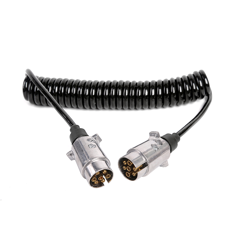 Bobine spirale en PU noir à 7 pôles, 2 fiches JH01 5, longueur de câble 1 m, 2 m, 3 m..... JH020-A