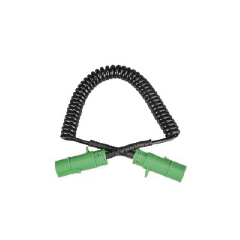 Bobine spirale PU 7 pôles, 2 fiches en plastique vert 24 V ; longueur du câble 1m 2m 3m......JH082-A