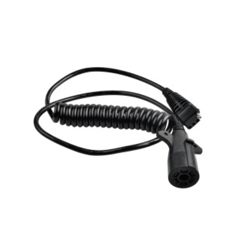 Bobine spirale PU noire à 7 pôles avec deux bouchons en plastique, longueur de câble 1 m, 2 m, 3 m..... JH065-A