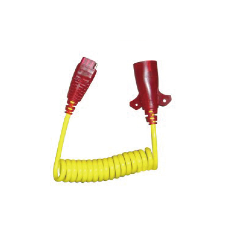 Bobine spirale jaune à 7 pôles en PU avec deux bouchons en plastique, longueur de câble 1 m, 2 m, 3 m... JH065-B