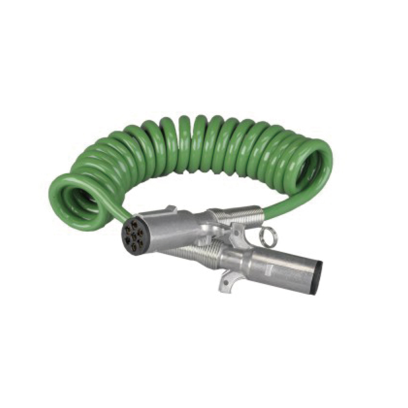 Bobine spirale verte avec deux fiches métalliques 24V, type à vis à broche ; longueur du câble 1 m 2m 3m......JH091-A