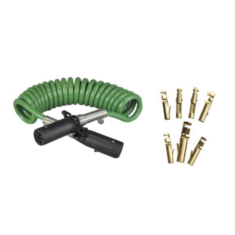 Bobine spirale verte avec deux bouchons en plastique 24 V, type à sertir par broche ; longueur du câble 1m 2m 3m......JH092-B